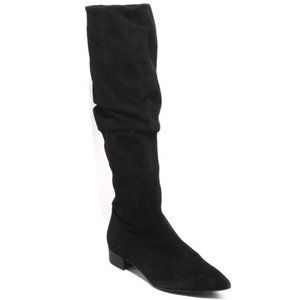 ITALIAN Black Suede Leather Slouchy Pointy Boots